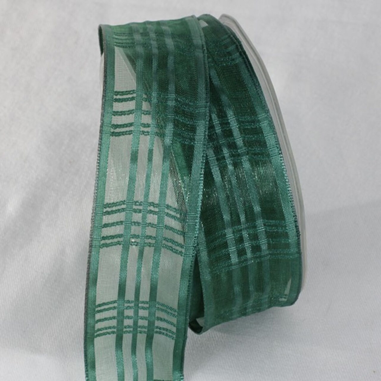 The Ribbon People Hunter Green Plaid Patterned French Wired Craft Ribbon 1.5" x 25 Yards